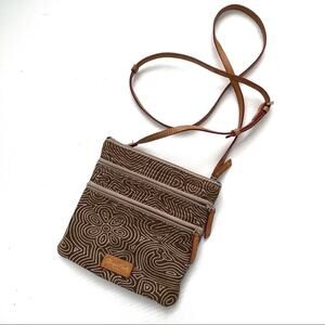 Vintage Dooney and Bourke canvas scribble letter pattern crossbody  pink lining